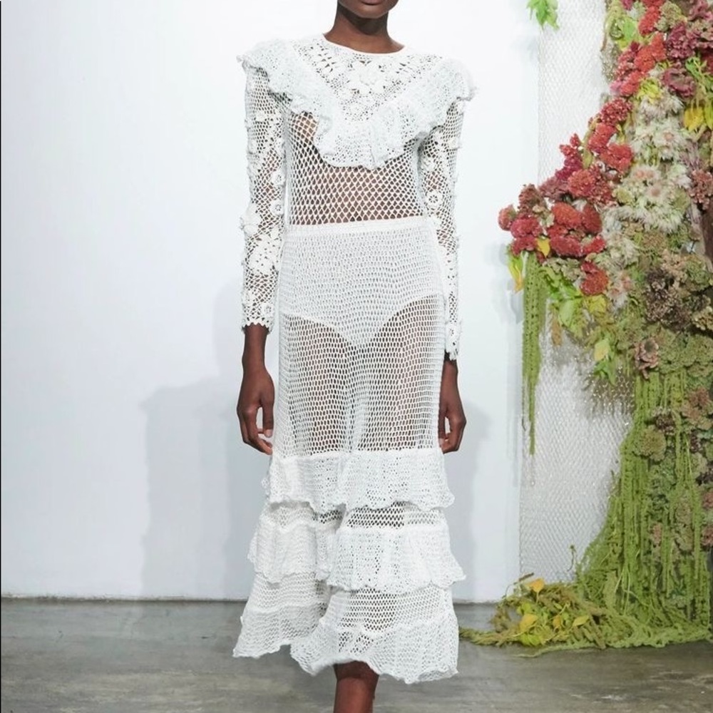 NWOT: Ulla Johnson Calliope Crochet MIDI Dress in Cream